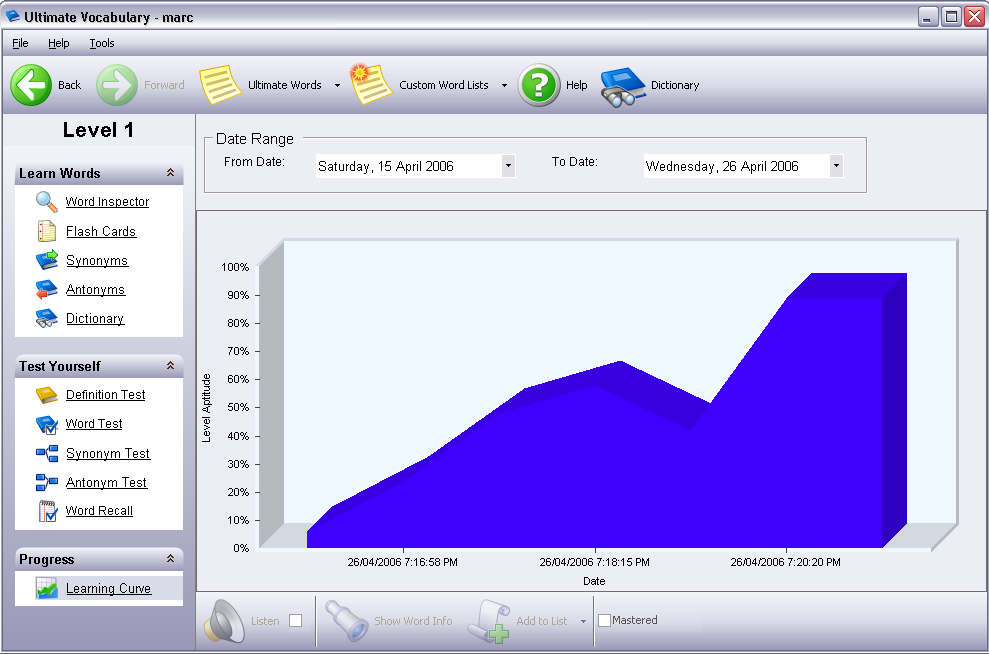 Track your progress with learning curve