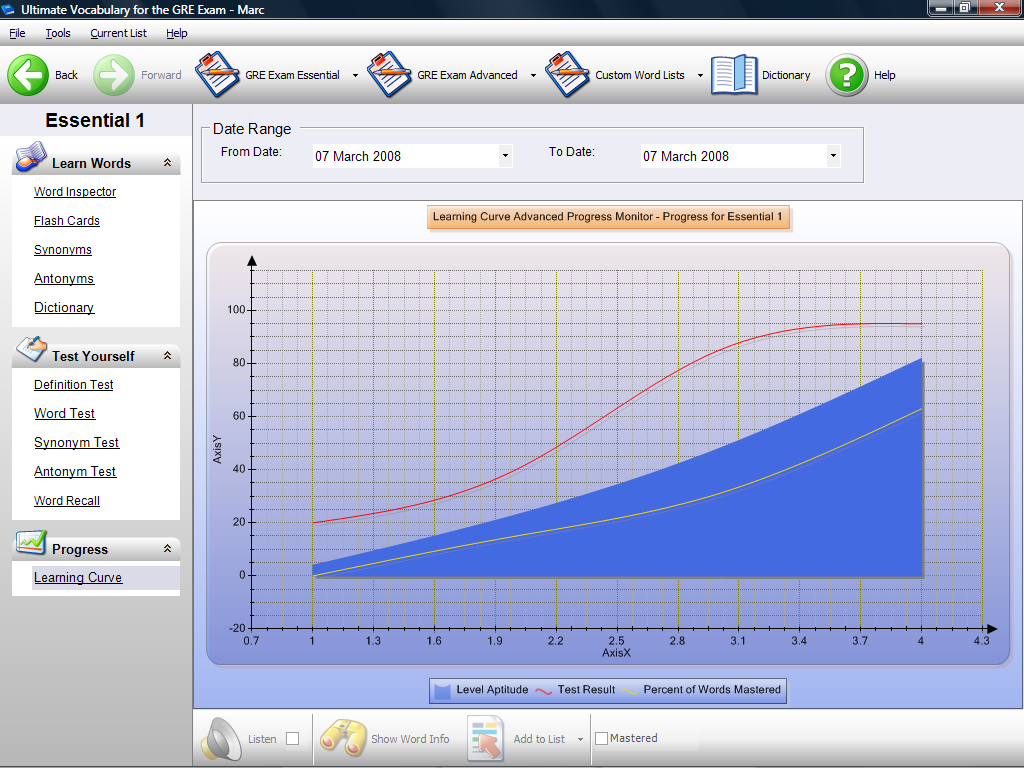 Track your progress and watch Ultimate Vocabulary adapt