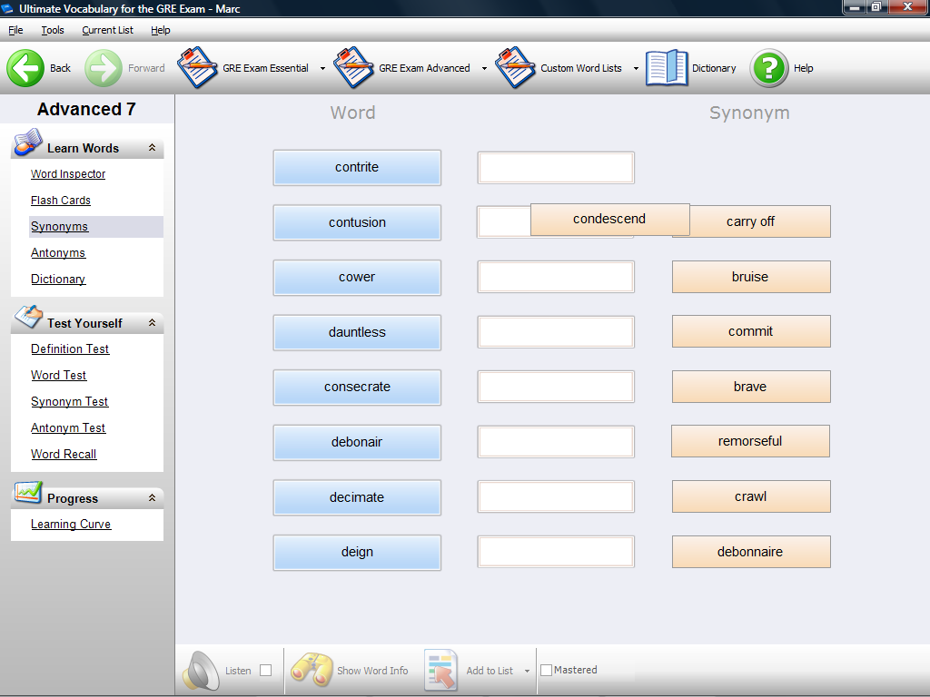 Complete exercises and deepen your understanding of GRE Words