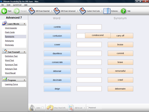 Complete excercises to deepen your understanding of GRE words