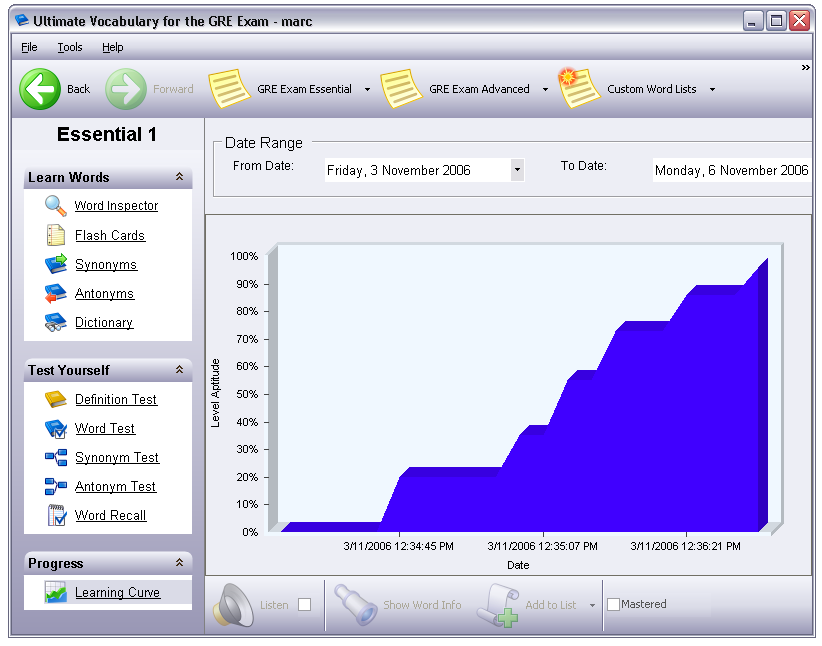 Track your progress with learning curve