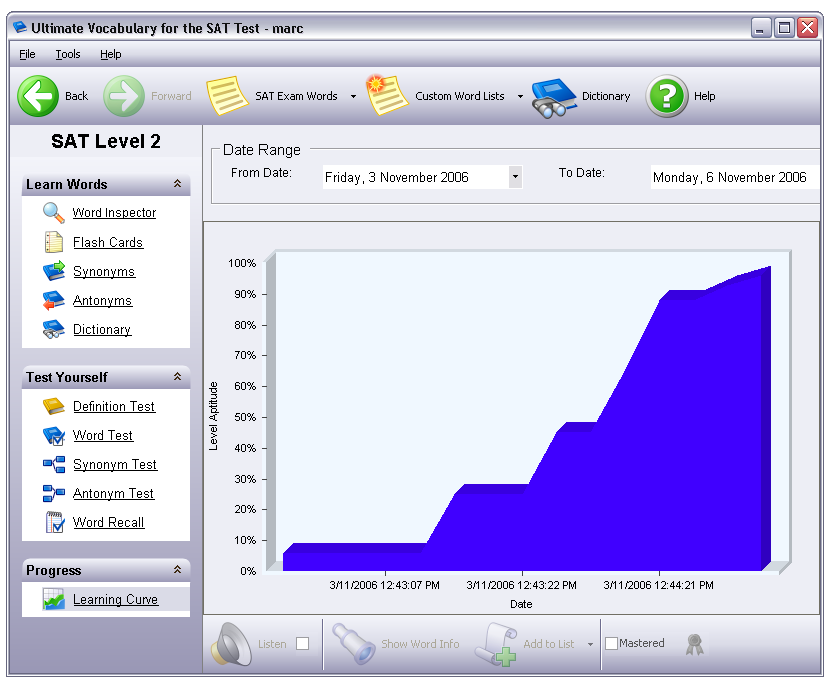 Track your progress with learning curve