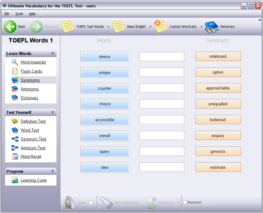 Drag and drop the synonyms to their correct word