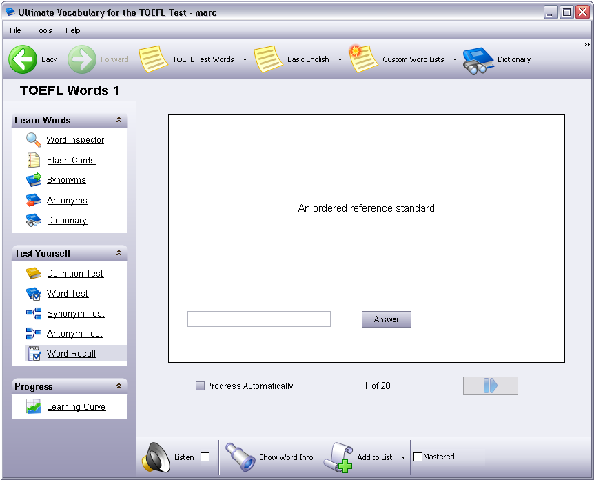 Word Recall Test
