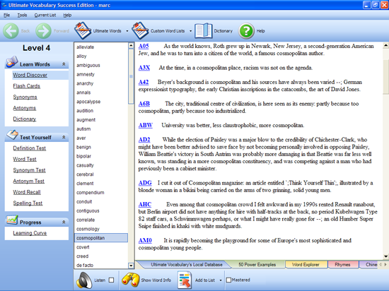 Word Discover retourne 50 exemples percutants issus de la vie réelle pour chaque mot dans votre liste
